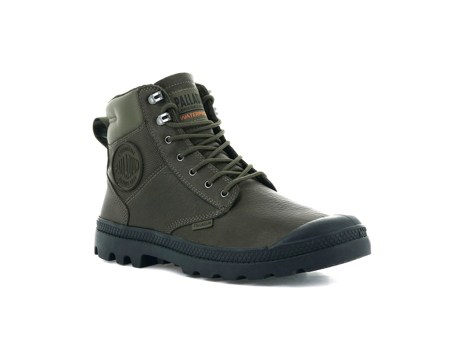 Palladium Pampa Shield Wp+ Lth Olivengrøn | GRN132ZH